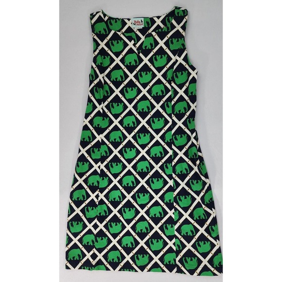 Haley and The Hound Dresses & Skirts - Haley and The Hound Dress Size 6 Navy/Green Elephant Print Stretch Sleeveless